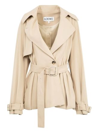 Loewe peplum belted jacket - women - Cotton - 40 - Neutrals