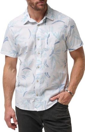 Travis Mathew The Thick Of It Short Sleeve Button-Up Shirt in White Navy at Nordstrom Rack, Size Xx-Large