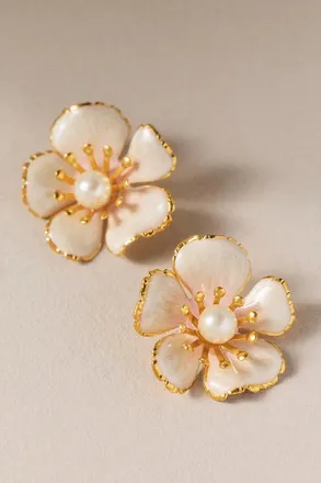 Anthropologie The Pink Reef Flora Pearl Earrings