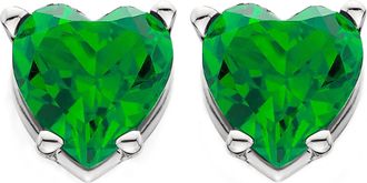Pompeii3 1Ct Emerald Heart Studs in 14k White, Yellow, or Rose Gold Earrings