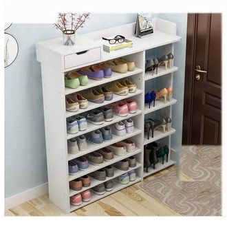 Trade Shop Trade Shop - Estante De Madera De La Caja De Zapatos De 8 Capas Con Caj&oacute;n De Gabinete Multifunci&oacute;n De 100 Cm