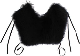 Dolce & Gabbana Zwarte Fox Fur Schouderwikkel Cover Sjaal - Dames - Sjaals - Zwart - S - Accessoires