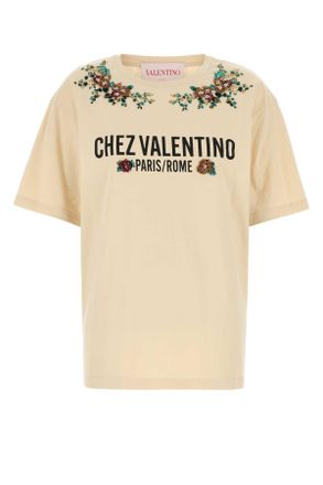 Valentino Garavani Womens Cream Cotton T-shirt - Ivory - Size X-Small