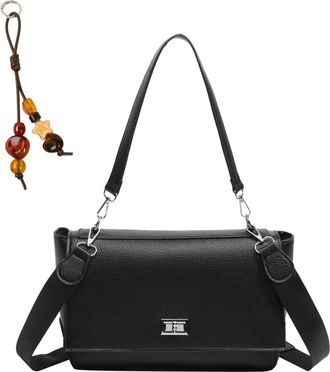 Generic Lightweight Vegan Leather Tote Bag for Women, Ladies Vintage Shoulder Bag with Pendant, Trendy Underarm Purse for with Adjustable Strap (002-Black,29 