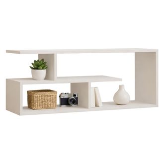 Dmora Mueble Para Tv Foglizzo, 2 Estantes, 4 Compartimentos, Soporta 40 Kg, 100x30x40h Cm, Blanco