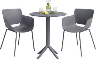 Clp Set De Muebles De Jard&iacute;n Siora Con 2 Sillas Para Balc&oacute;n Y Terraza Gris Oscuro