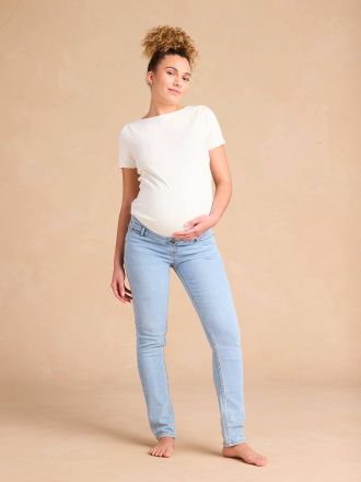 Envie de Fraise Slim-Fit-Umstandsjeans, Seamless-Bund WATERLESS ENVIE DE FRAISE, Bundweite verstellbar gebleicht