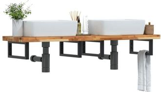 vidaXL Estante De Lavabo De Pared Acero Y Madera Maciza De Acacia Vidaxl