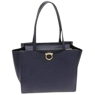 Ferragamo Pre-owned Tote Bags, female, Blue, Size: ONE SIZE Pre-owned Calf Tote Bag