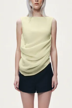 Nocturne Draped Sleeveless Blouse in Yellow at Nordstrom, Size X-Large Eu