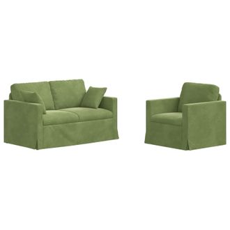 vidaXL Juego De Sof&aacute; 2 Uds. Verde Claro Terciopelo Vidaxl