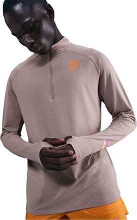 Nike Mens Half-Zip Funnel Neck Long Sleeve Tech Top in Silt Red - Size X-Large