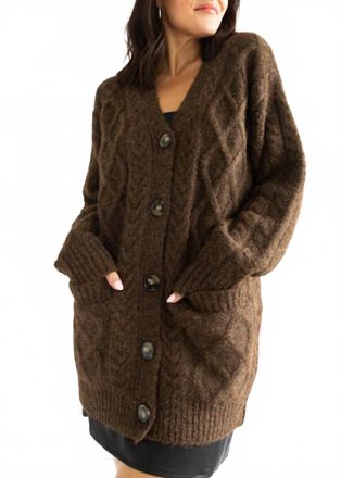 Astr Charli Button Down Sweater In Chocolate Brown