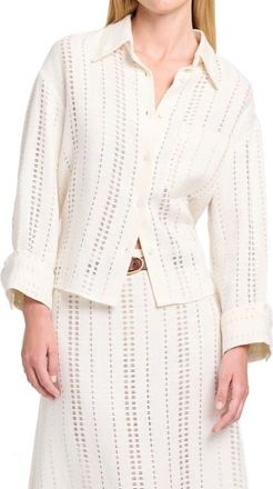 TWP Open Stitch Linen Button-Up Shirt in Ivory at Nordstrom, Size X-Large