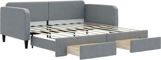 vidaXL Sof&aacute; Cama Nido Con Cajones Tela Gris Claro 100x190 Cm Vidaxl