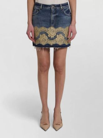 Dolce & Gabbana denim mini skirt lace detail