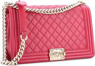 Chanel Boy Flap Bag Quilted Lambskin New Medium shoulder bag - Roze