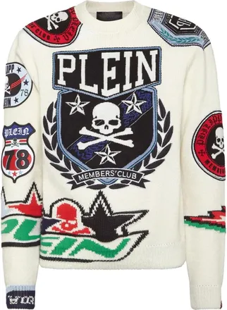 Philipp Plein Truien & Vesten, Heren, Wit, L, Round-neck Truien