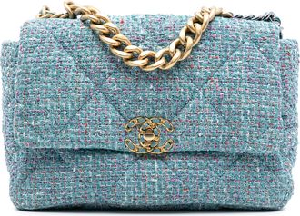 Chanel Blue Large Tweed 19 Flap