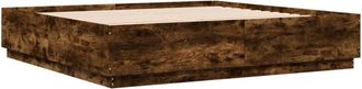 vidaXL Bed Frame with led without Mattress Smoked Oak 200x200 cm Vidaxl