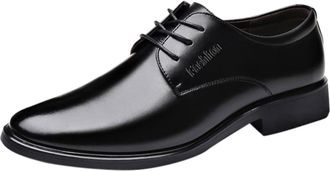 Generic Mens Dress Leather Shoes Vintage Patent Lace-ups Oxfords Pointed Toe Leather Shoe Block Heel Non Slip Causal Low Top Footwear for Weddings and Tuxedo 