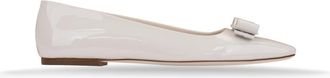 Ferragamo Ballerina Flat met Vierkante Neus - Dames - Ballerinas - Wit - 36 EU - Leer - Schoenen