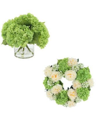 Creative Displays Inc. 22In Spring Wreath & Centerpiece With Real Touch Hydrangeas