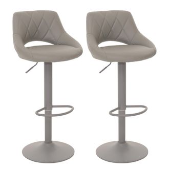 Hhg Hhg - Nunca Usado] Juego De 2 Taburetes De Bar 920, Taburete De Bar Taburete De Mostrador, Reposapi&eacute;s Giratorio, Imitaci&oacute;n De Cuero Metal, Gris