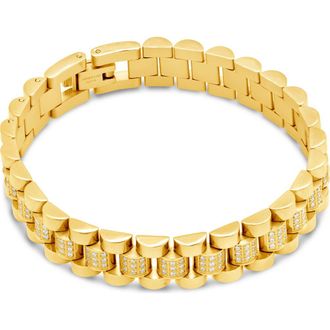 Sterling Forever CZ Accent Watch Chain Bracelet in Gold at Nordstrom Rack