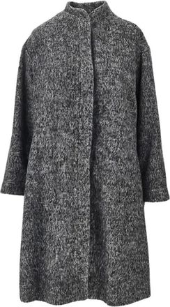 Emporio Armani Melange Wol Jas met Opstaande Kraag - Dames - Mantel - Grijs - S - Wol - Jassen