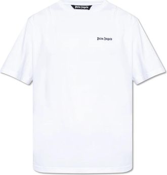 Palm Angels T-shirt met Logo - Heren - T-shirts - Wit - XL - Katoen - Tops