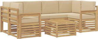 vidaXL Conjunto De Sof&aacute;s De Exterior 7 Uds. Y Beige Poli&eacute;ster Vidaxl