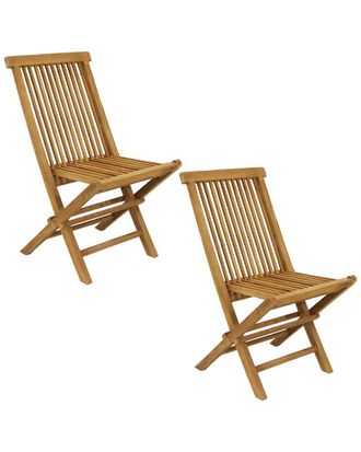 Sunnydaze Hyannis Teak Outdoor Folding Patio Chair With Slat Back