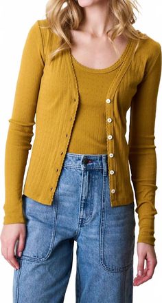 Marea Pointelle Cardigan In Chartreuse