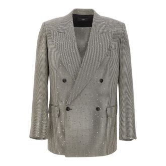 Amiri Dubbelrijige blazer met piek revers en pailletten - Heren - Pakken - Veelkleurig - Maat: M Viscose