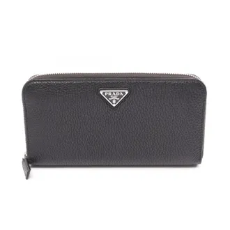 Prada Black Leather Long Wallet (Bi-Fold) (Pre-Owned)