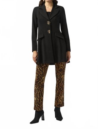 Joseph Ribkoff Animal Print Straight Pants In Black/brown