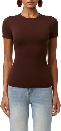 Naked Wardrobe Bare Short Sleeve Crew Top in Chocolate at Nordstrom Rack, Size X-Large