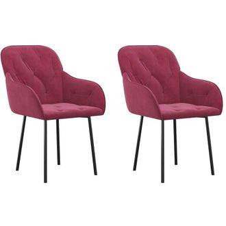 vidaXL Vidaxl - Sillas De Comedor 2 Unidades Terciopelo Rojo Tinto