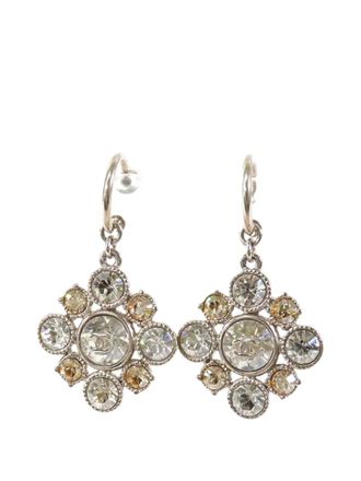 Chanel 2012 CC Silver Plated Crystal Dangle Earrings costume earrings - women - Metal - One Size