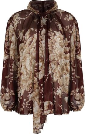 Dolce & Gabbana Elegante Chiffon Blouse met Bloemenpatroon - Dames - Blouses - Veelkleurig - XS - Chiffon - Overhemden