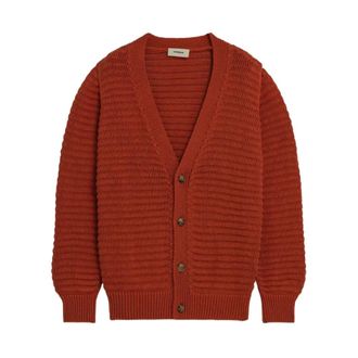 A Paper Kid Knitted Cardigan - male - A Paper Kid - Cardigans - Red - L - Knitwear