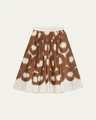 Prada Abstract-Print Canvas Pleated A-Line Skirt