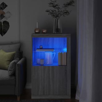 Berkfield Home Side Cabinet with LED Lights Grey Sonoma Engineered Wood