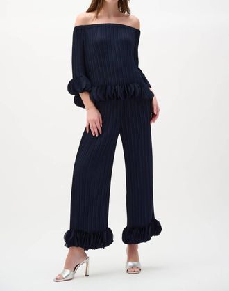 Joseph Ribkoff Wide Leg Pleated Pants In Midnight Blue
