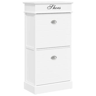 vidaXL Vidaxl - Mueble Zapatero De Madera De Paulownia Blanco 50x28x98 Cm