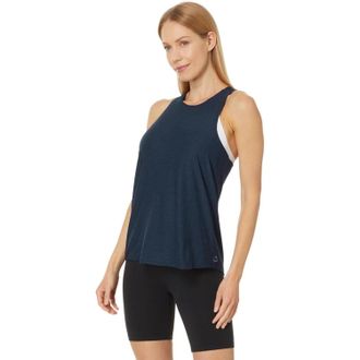 Beyond Yoga Beyond Yoga Featherweight Captivate Tank Top Women Navy Stretch Cutout FROG422