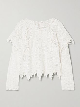 Isabel Marant Blusa In Pizzo Di Cotone Smerlato A Strati Hyliana - Bianco