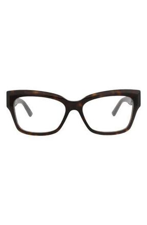 Balenciaga 55mm Rectangular Optical Glasses in Havana Havana Transparent at Nordstrom Rack
