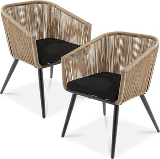 Best Choice Products Set of 2 Indoor Outdoor Patio Dining Chairs Woven Wicker Seating Set 250lb Capacity